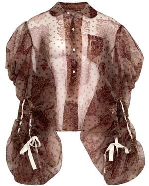 Comme des Garçons Blusa A Fiori - Marrone