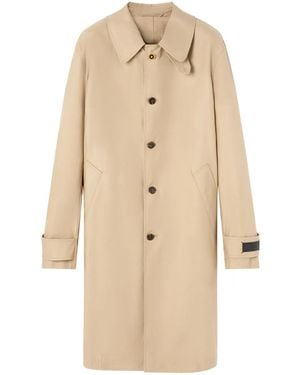 Versace Single-Breasted Cotton Coat - Natural