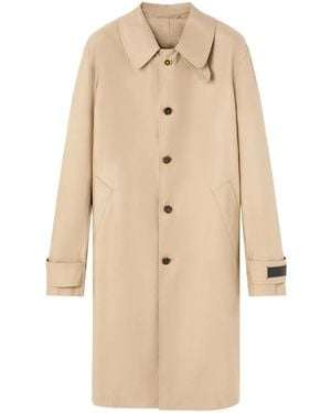 Versace Single-Breasted Cotton Coat - Natural