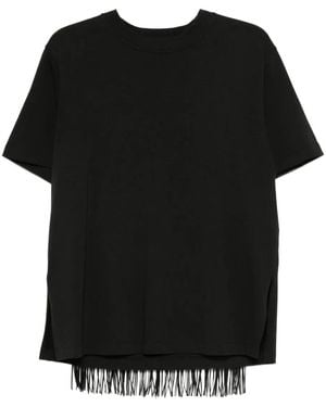 Sportmax Fringe-Detail T-Shirt - Black