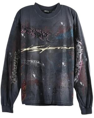 HELLSTAR Crystal-Embellished Long-Sleeve T-Shirt - Blue