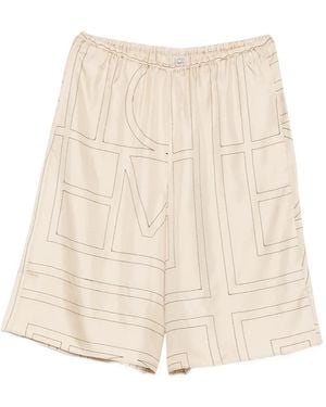 TOTEME Monogram-Embroidered Culottes - Natural
