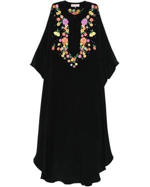 PUCCI Floral-Embroidered Maxi Dress - Black