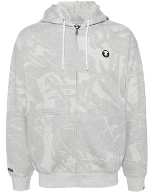 Aape By A Bathing Ape Moonface Logo Hooded Jacket - Grey