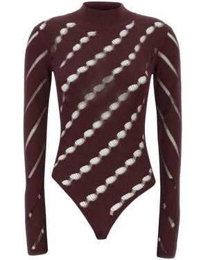 IRO Upright Body Aus Lochstrick - Rot