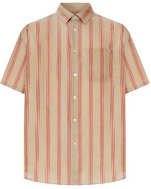 Saint Laurent Striped-Pattern Short-Sleeve Shirt - Natural