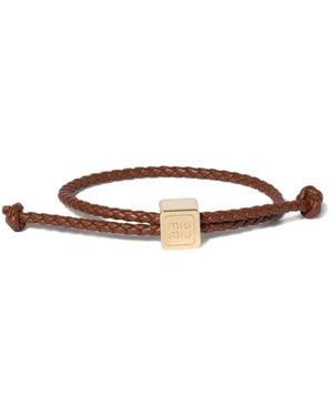 Miu Miu Bracelet En Cuir - White
