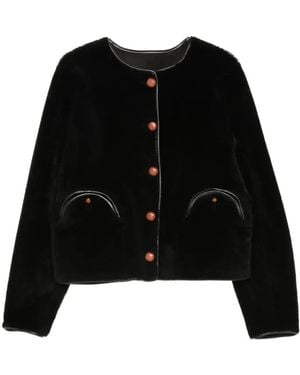 Blazé Milano Button-Up Shearling Jacket - Black
