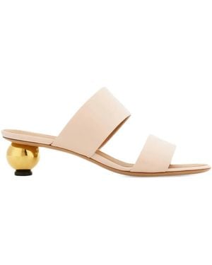 Ferragamo Spherical Heeled Mules - Natural