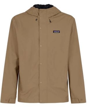 Patagonia Logo-Patch Hooded Jacket - Natural