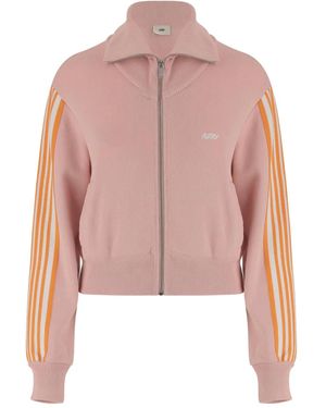 Autry Stripe-Detail Zip-Fastening Hacket - Pink