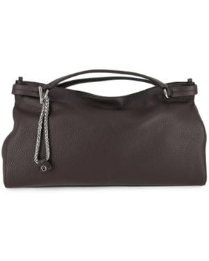 Orciani Midi Virgo Soft Grained Leather Tote Bag - Black