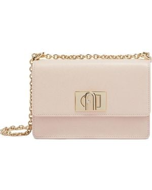 Furla Schultertasche mit Kettenriemen - Natur