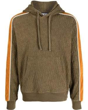 DIESEL Embossed Logo-Print Contrast-Panel Hoodie - Green