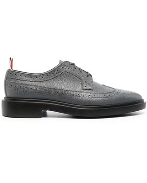 Thom Browne Almond-Toe Leather Brogues - Grey