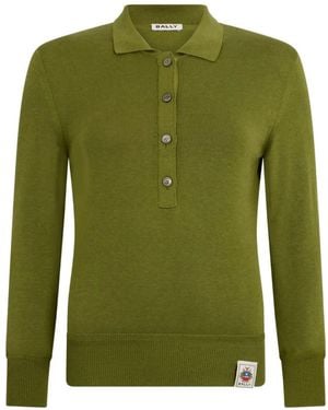 Bally Buttoned Logo-Detail Polo Top - Green