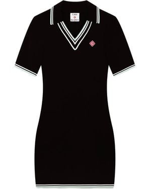 CASABLANCA Polo-Neck Ribbed Dress - Black