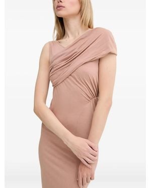 Rick Owens Draped One-Shoulder Fitted Dress - Natural