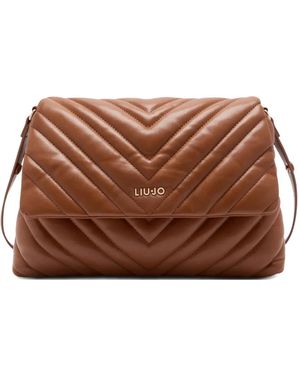 Liu Jo Quilted-Chevron Shoulder Bag - Brown