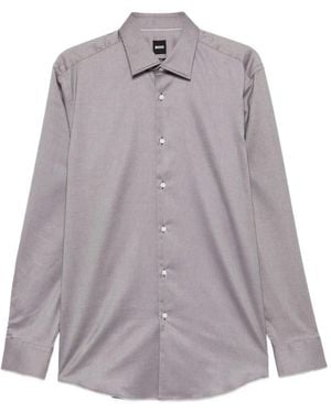 BOSS Micro-Stripe Cotton Shirt - Purple