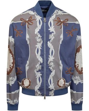 Versace Medusa Head-Print Bomber Jacket - Blue