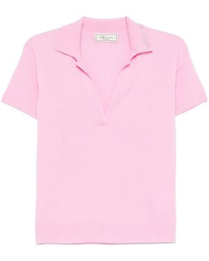 Blumarine Logo-Appliqué Polo Top - Pink