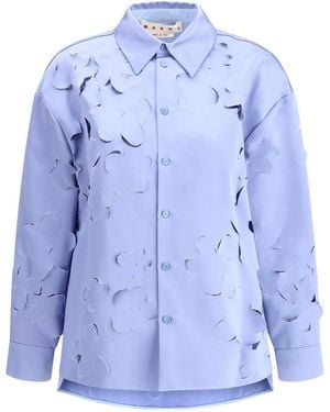 Marni Shirt With Cut Out Flowers - Blue