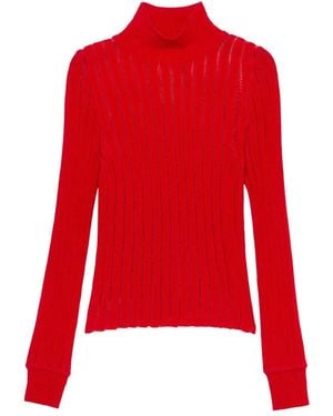 Blumarine Gerippter Pullover Mit Stehkragen - Rot