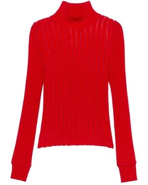 Blumarine Geribbelde Trui Met Hoge Hals - Rood