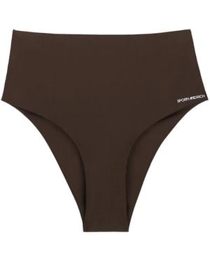 Sporty & Rich Jane Logo-Print Bikini Bottoms - Brown