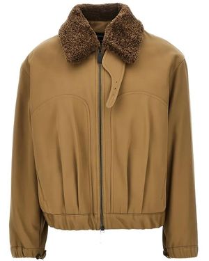 Emporio Armani Faux-Fur Collar Blouson Jacket - Brown