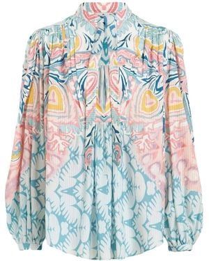 Etro グラフィック ボウタイ ブラウス - ブルー