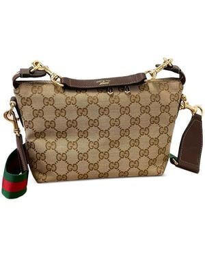 Gucci Gg Supreme Web Shoulder Bag - Brown