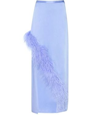 LAPOINTE Feather-Trim Asymmetric Maxi Skirt - Blue