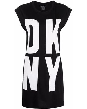 DKNY Longline Logo-Print Vest Top - Black