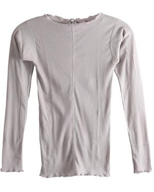 Baserange Ruffled-Trim T-Shirt - Gray