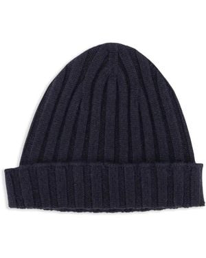 FILIPPO DE LAURENTIIS Ribbed-Knit Beanie Hat - Blue
