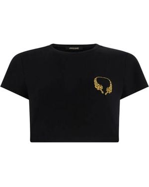 Roberto Cavalli Cropped T-Shirt - Black