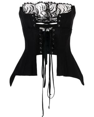 MANURI Corset-Style Panelled-Lace Top - Black