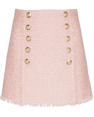 Balmain Sequinned Tweed Skirt - Pink