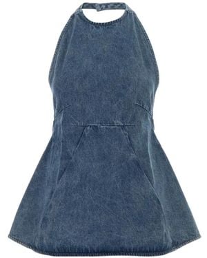 GIMAGUAS Halterneck Pockets Top - Blue