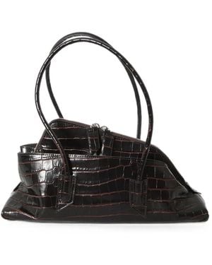 The Attico Small La Passeggiata Crocodile-Effect Tote Bag - Black
