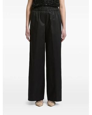 Peserico Elasticated-Waistband Wide-Leg Pants - Black