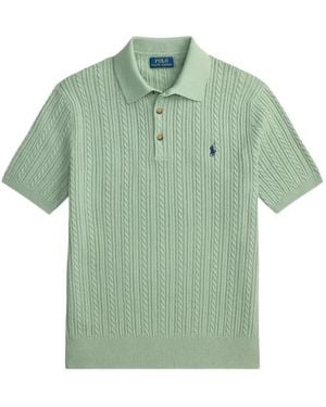 Polo Ralph Lauren Cable-Knit Embroidered Polo Jumper - Green