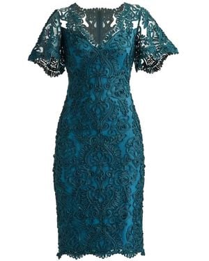 Tadashi Shoji Arnett V-Neck Lace Dress - Blue