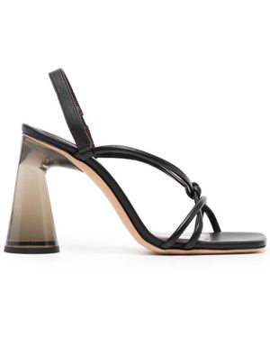 STAUD Leanne 100Mm Leather Sandals - Metallic