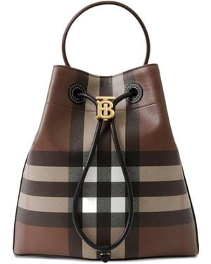 Burberry Small Tb Leather Bucket Bag - Brown