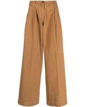 Gabriele Pasini Wide Leg Cotton Trousers - Brown