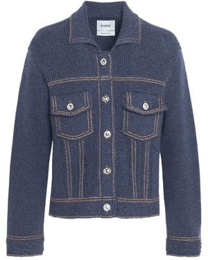 Barrie Contrast-Stitch Knitted Jacket - Blue