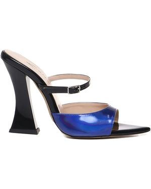 Alchimia Double-Strap Sculpted-Heel Sandals - Blue
